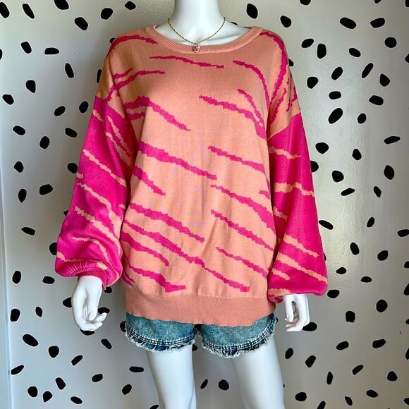 Pink Zebra Print Sweater - Picture 1 of 5